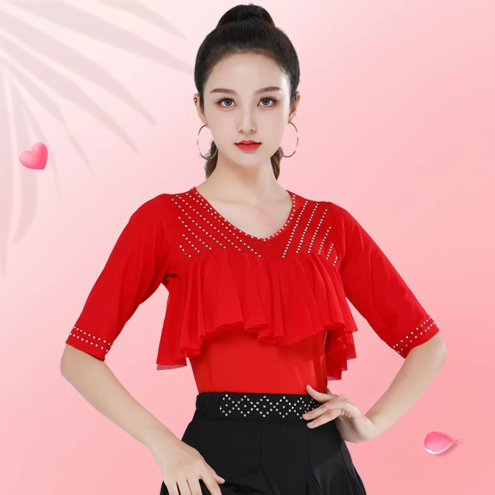 2024 Ballroom Dance Standard Urban Modern suit Classical Mesh Patchwork Top Women Street Latin Girl Rhinestone Skirt