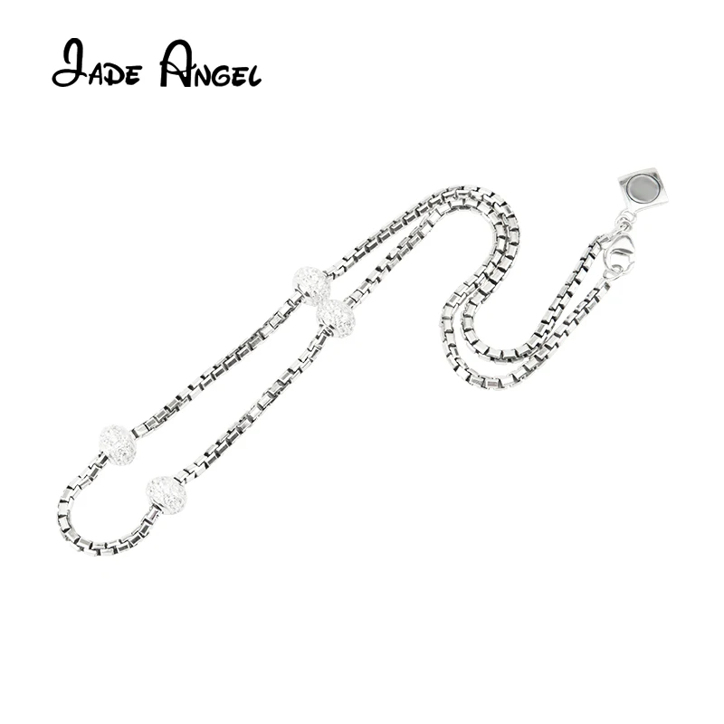 

Sterling Silver 925 Jewelry Petite Pave Bead Necklace Design Jewelry Women Necklace Birthday Gifts 3MM Box Chain 18 Inches