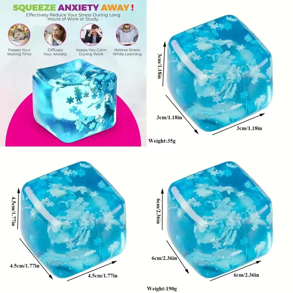 スクイーズアイスキューブフィジェットトイ、大人の不安解消ボール、自閉症ADHDのための感覚玩具、イースタークリスマスギフト