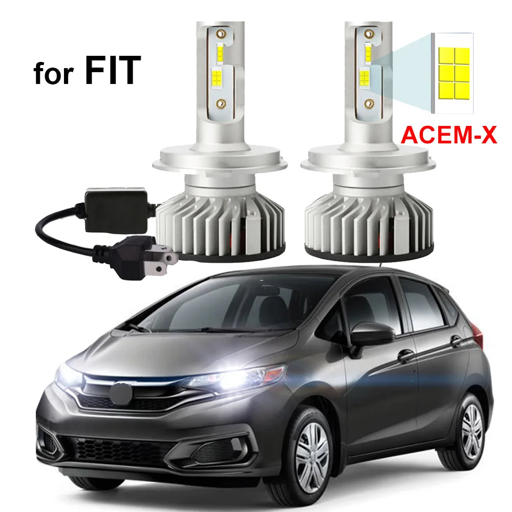 2Pcs Led Headlight Bulbs For Honda Fit 2007-2018 2019 2020 2021 with ACEM-X Chips High Low Beam Car LED Headlamp Super Bright