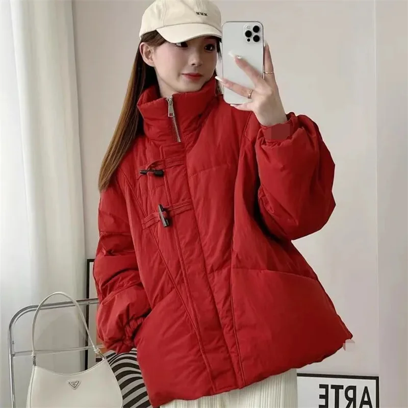 2024 New Fall Winter Solid Down Coat Puffer Jacket and Coats for Women Warm Parkas Outerwear Cropped Short Outwear Oversized Clo