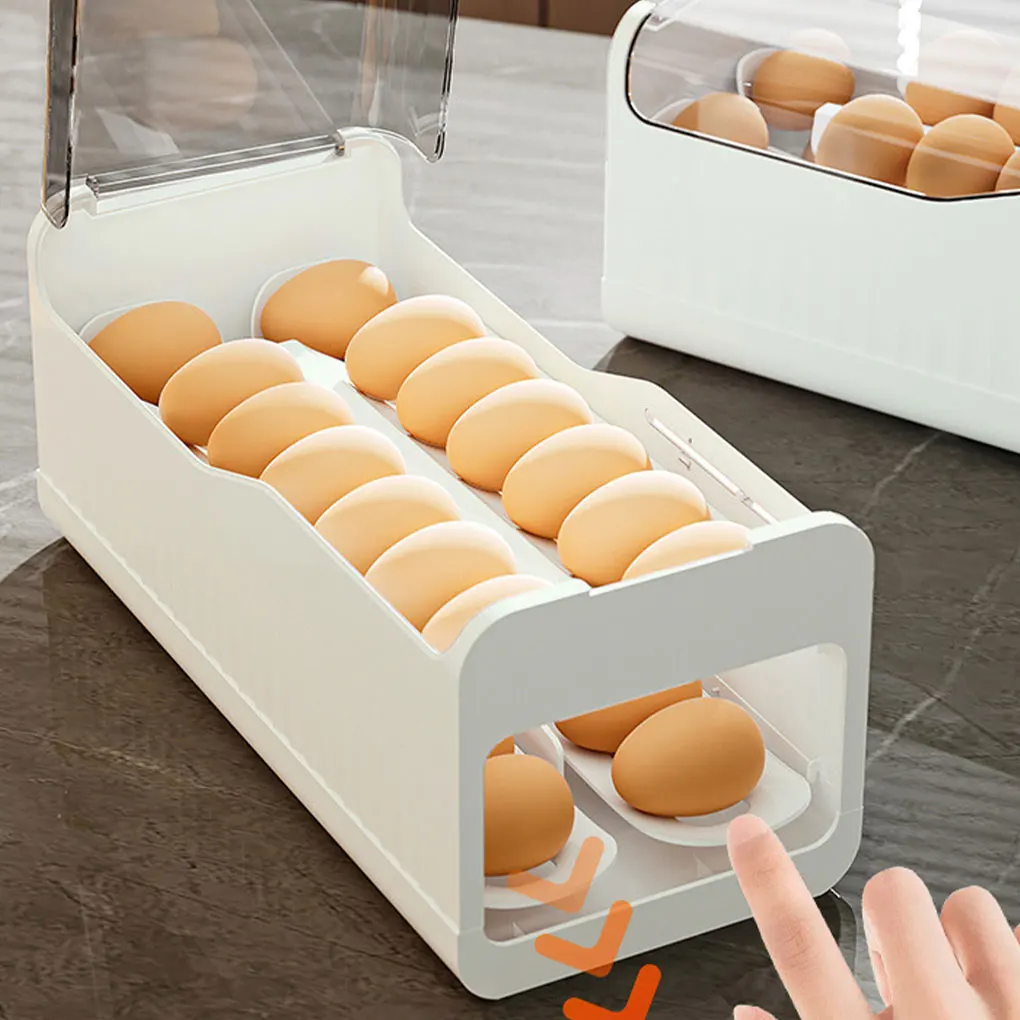 

Rolling Egg Dispenser For Refrigerator Clear Egg Holder For Refrigerator Fridge Organizer Egg Storage Box Rack 2024