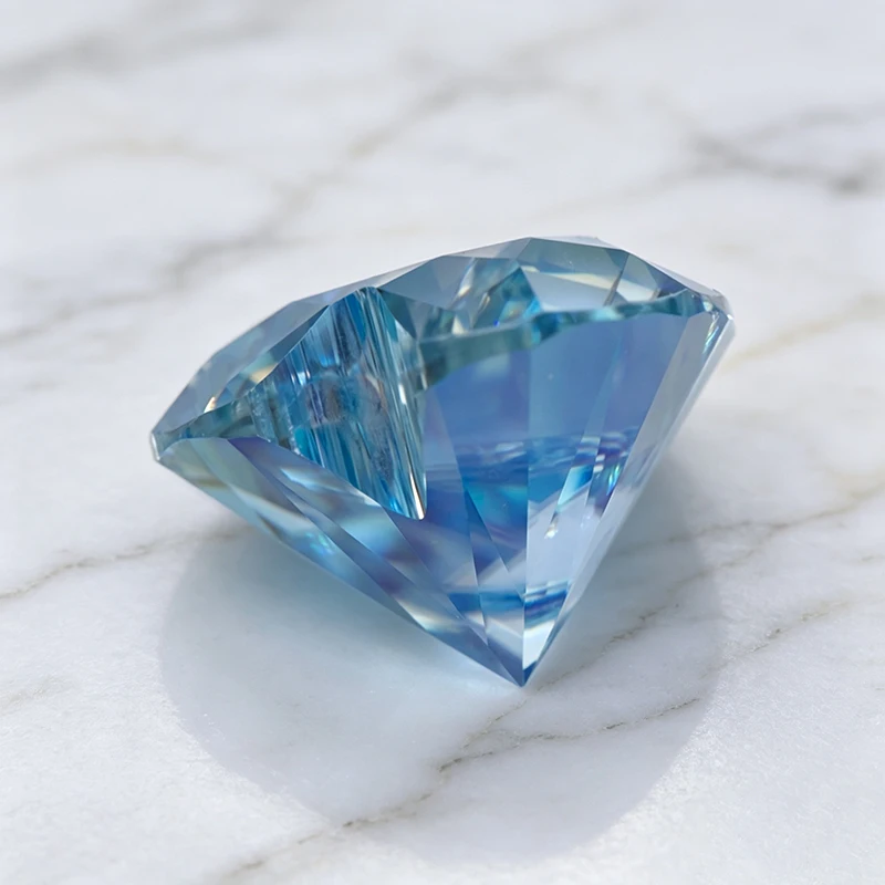 Moissanit-Stein in Aquamarin-Farbe, Herzschliff, Laborgezüchteter Edelstein für Charms und Schmuckherstellung, Besteht Diamanttester mit Zertifikat – Detail 4
