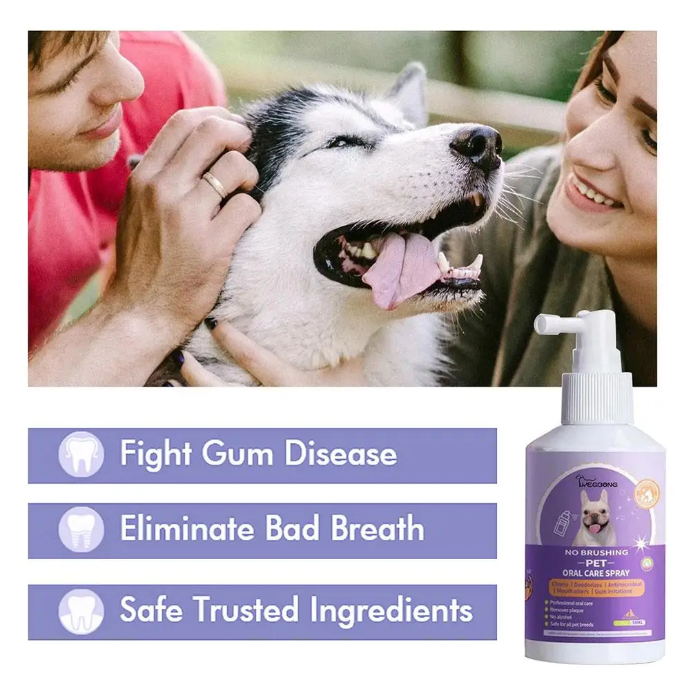 50ml Dog Cat Tooth Cleaner Spray Pet Mouth Pet Cleaner Deodorant Breath Fresh Breath Freshening Spray Pet\'s Oral Cleanse Ke D5D4