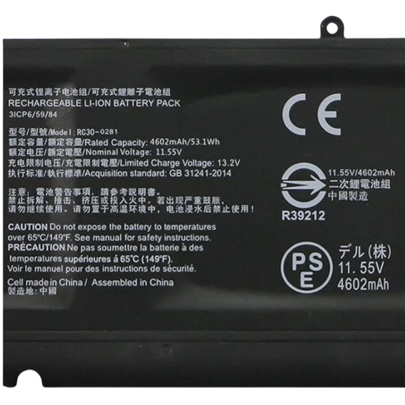 New 11.55V 53.1Wh RC30-0281 Laptop Battery for Razer Blade Stealth 13 Stealth13 2018 2019 GTX 1650 Max-Q RZ09-0281 RZ09-0310