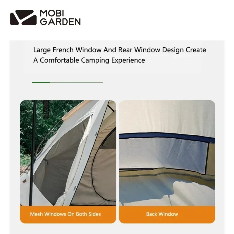 MOBI GARDEN Era290 Outdoor Family Pyramid Camping Tent 5-8 Person Large Space Lobby Sun Shelter Thickened Cotton Portable Tent