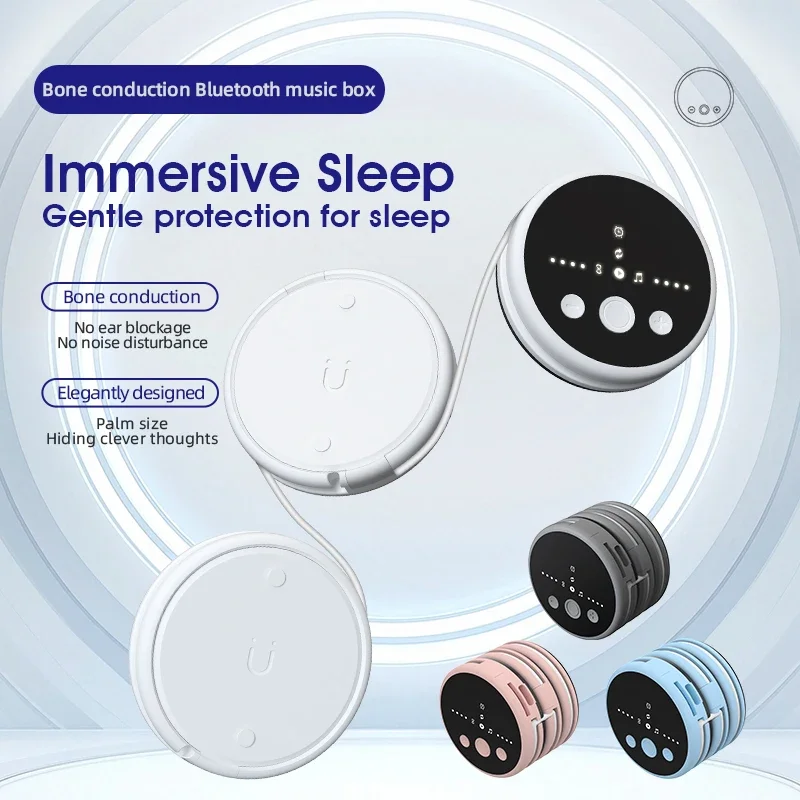 Mini Under Pillow Bone Conduction Bluetooth Speaker White Noise Sleep Aid Music Box Support TF Card Timed Shutdown Music Box