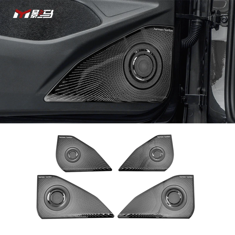 Door horn cover Black Stainless Steel Speaker Grill Cover For Car Audio Parts For VW golf8 mk8 R-Line 2021 2022 2023