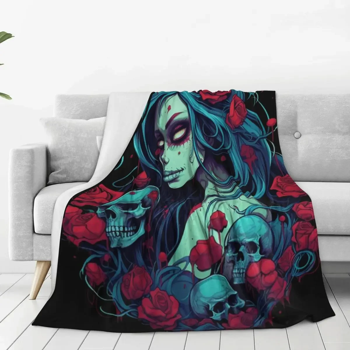 

Alexander Gothic Las Elegantes Girls Day Of Dead Skull Blankets Fleece Portable Sofa Throw Blankets For Home Bedroom Outdoor