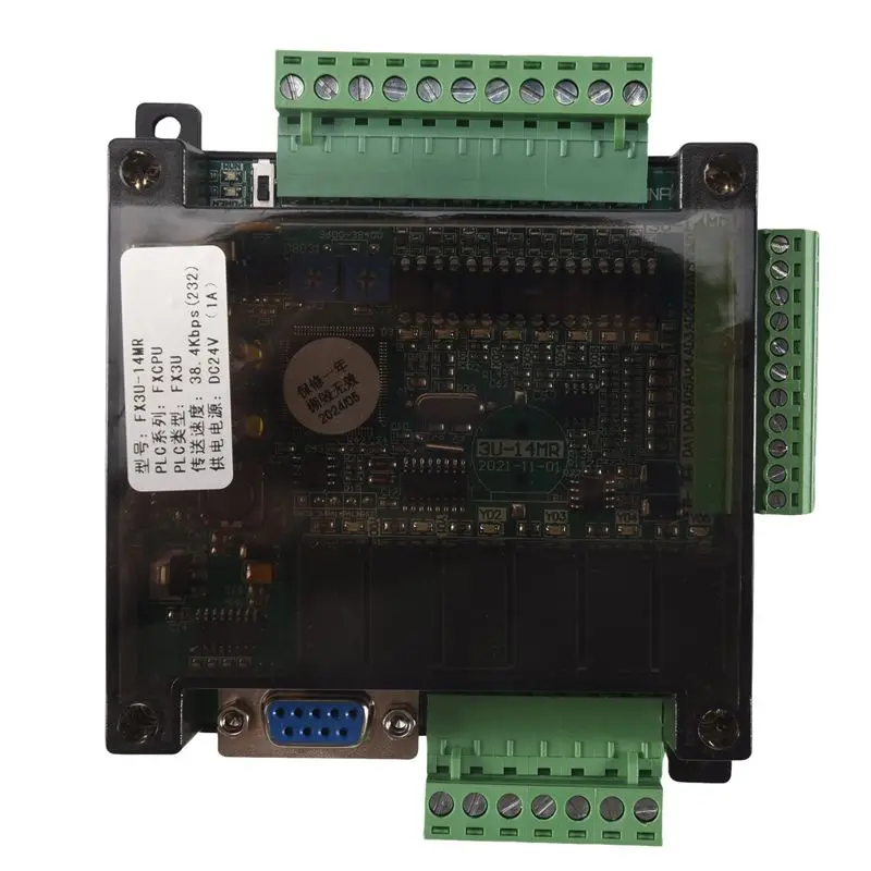 効率的なfx3u-14mr-plc産業用制御ボード-8入力6出力プログラマブル制御リレー出力、24v-plc制御