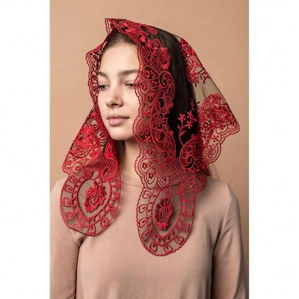 

Mantilla Mass Veil Chu 1rch Lace Veil Spanish Chapel Mass Head Covering Veil Short