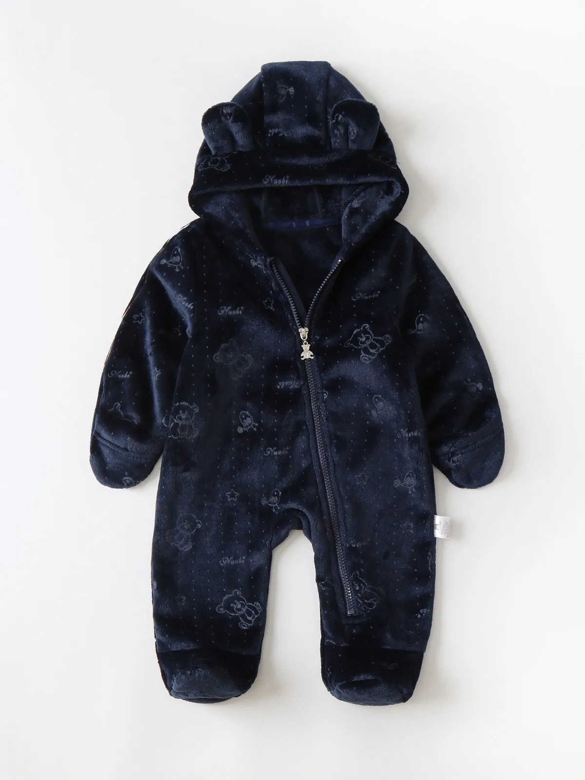 AYNIGIELL Autumn Toddler Clothing, Female Baby Warm Hooded Romper, Male Baby Cartoon Bear Jumpsuit