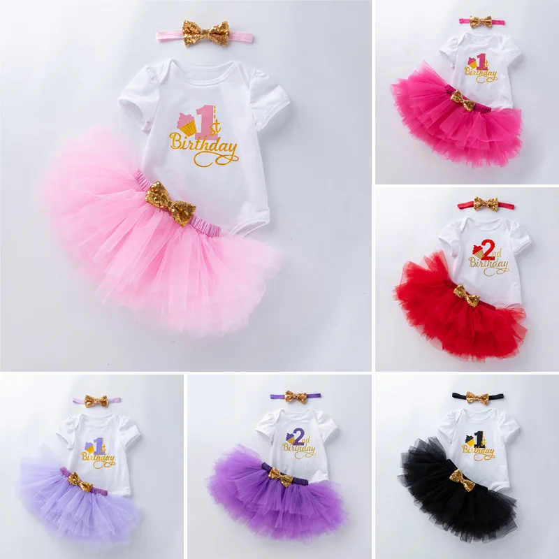 Summer Baby Girl Clothes Valentine\'s Day Party Girls Tutu Skirt Set Toddler Clothes Baby 1st Birthday Outfits Little Princess