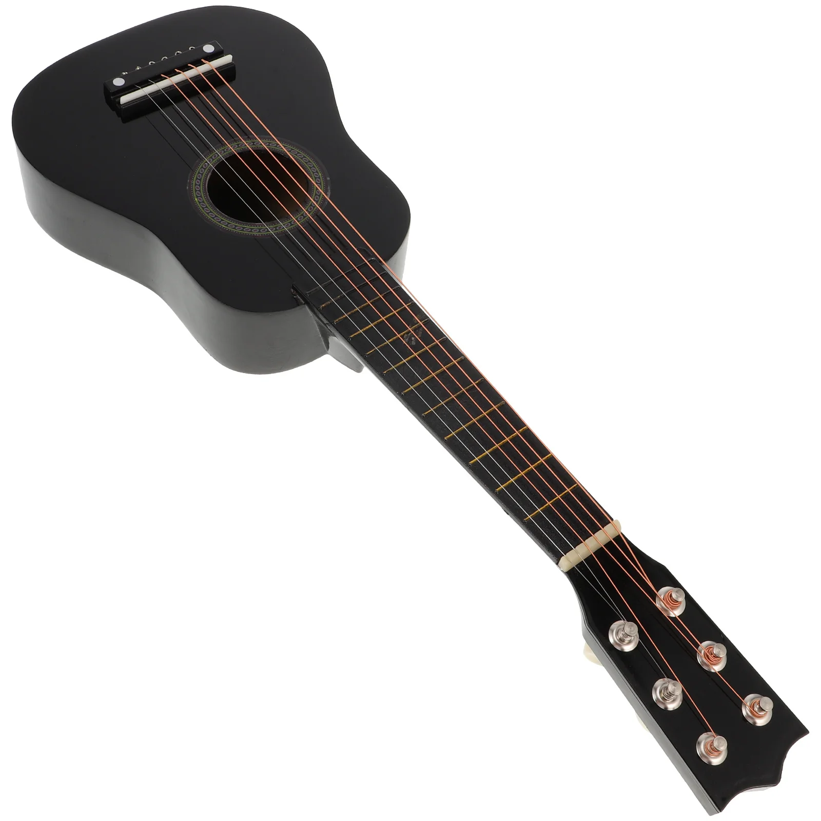 21 Inch Wooden Acoustic Guitar For Kids Children Beginners Portable Musical Instrument Black Color Smooth Action Elastic String
