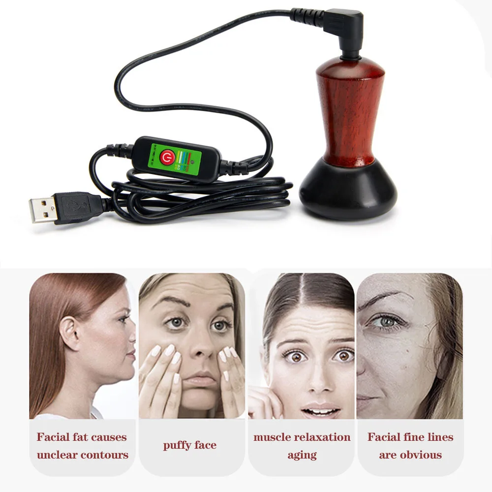 Strumento viso riscaldante Bian Stone, massaggiatore V-Lift con Gua Sha caldo, snellente e rilassamento riutilizzabili