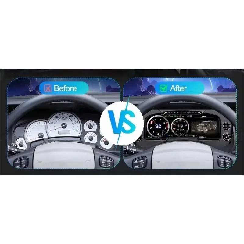 

H2 2003-2009 LCD Digital Car Auto Speedometer Virtual Cockpit Dashboard Cluster Replacement