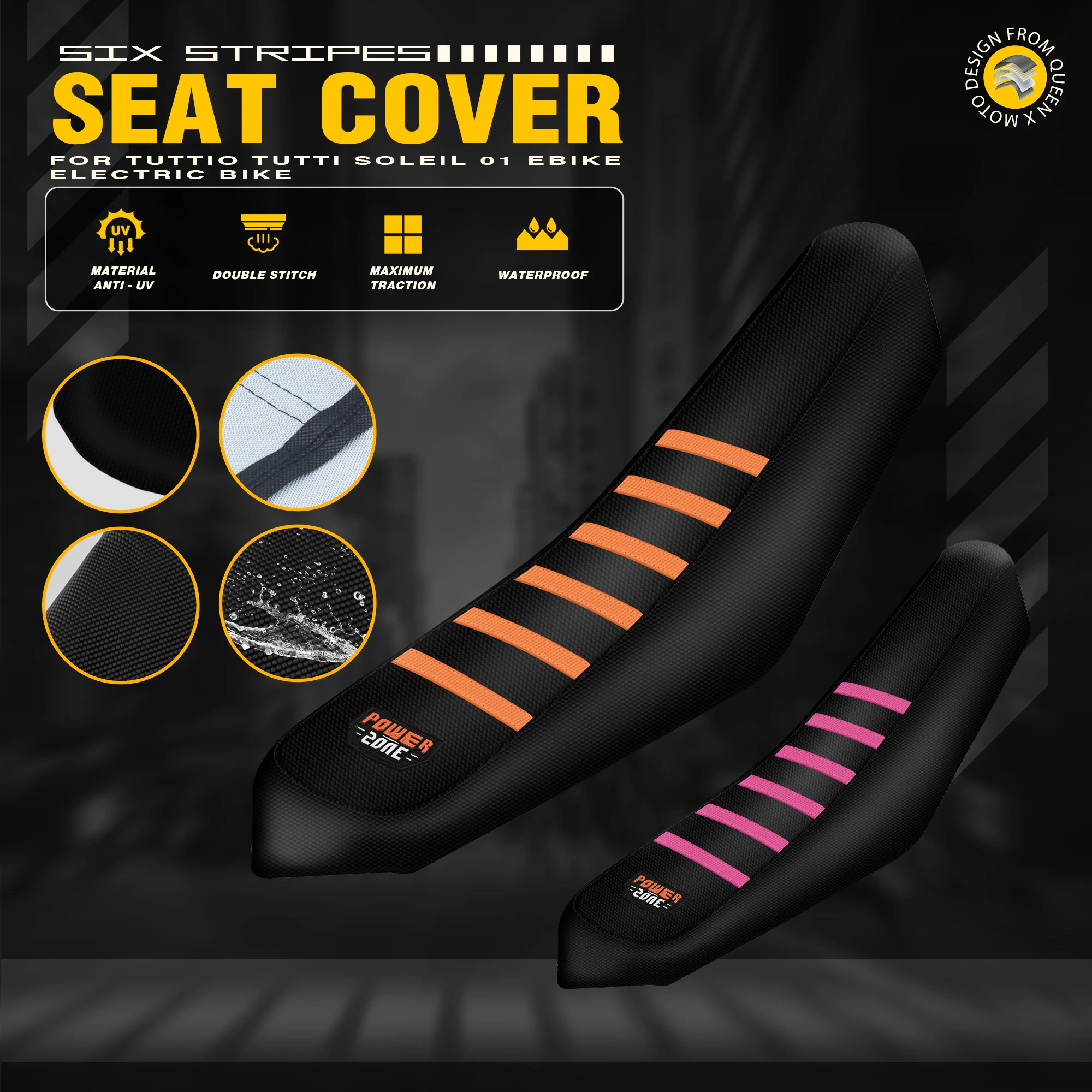 Queen X MOTO Ebike Covers For Tuttio Soleil 01 Non-Slip Seat Cover Electric Dirt Bike Soft Cushion Protector Off-Road Motorcycle