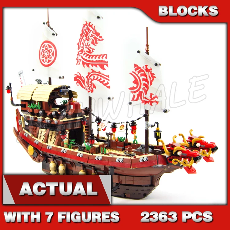 

2363pcs Shinobi Destiny's Bounty 3 Modular Levels Wu’s Flying Ship Dragon 10723 Building Block Toys Compatible With Model