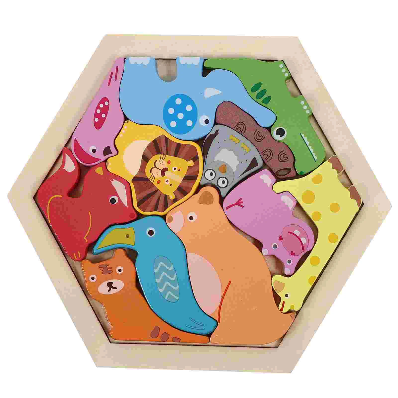 

Wooden Puzzle Block Child Toddler Kids Puzzles Toy Learning for 2+ Year Olds Educational Toys Animal Design