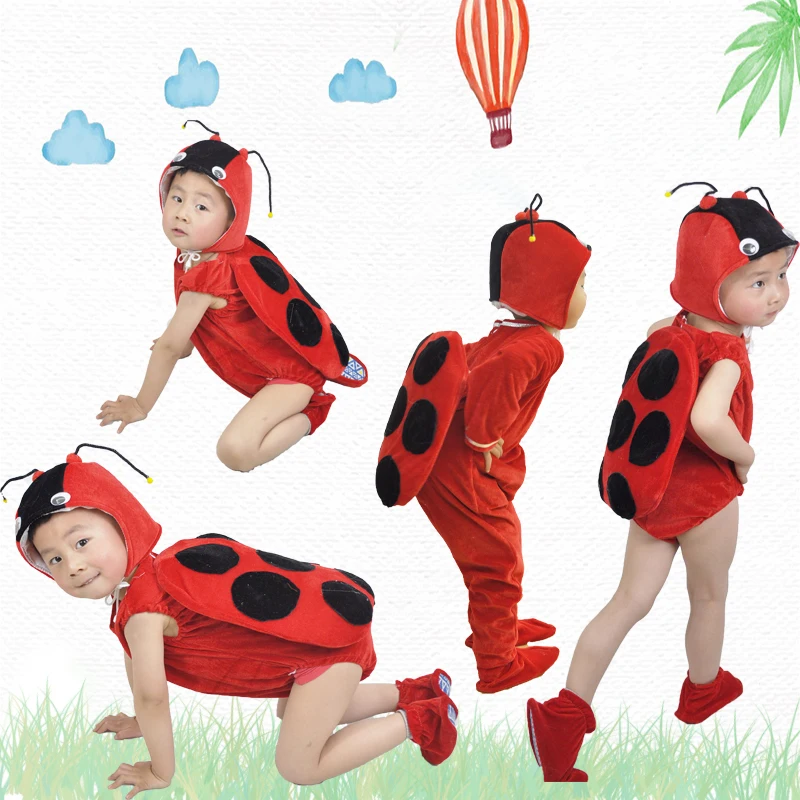 

Red Ladybug Costume For Children Little Animal Clothes Dance Clothing Stage Performance Halloween Carnival Dress Up