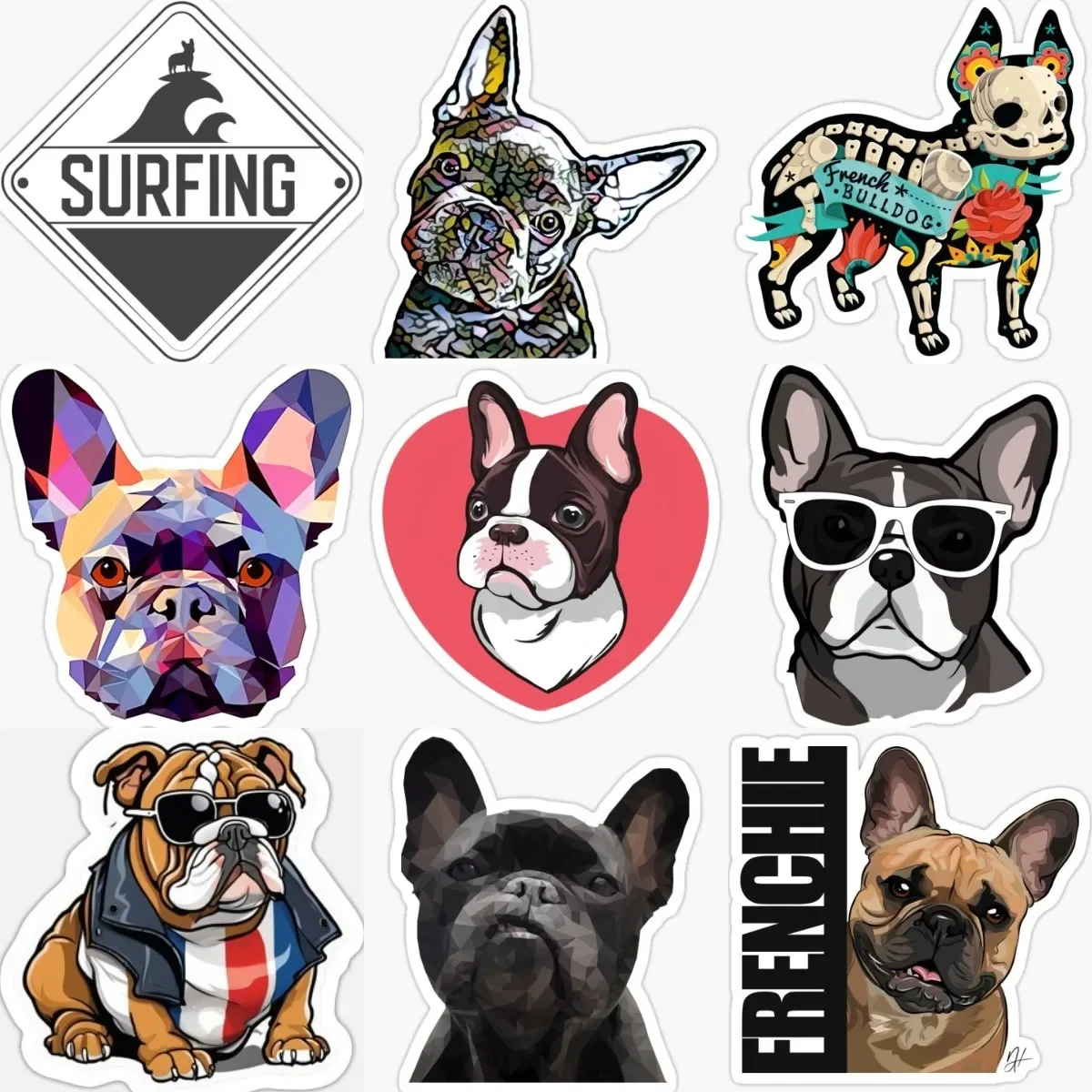 

Creative French Bulldog Sticker for Covered Scratch Decorate Car Motorcycle Wall Window Laptop Bumper Door Fridge Customizable