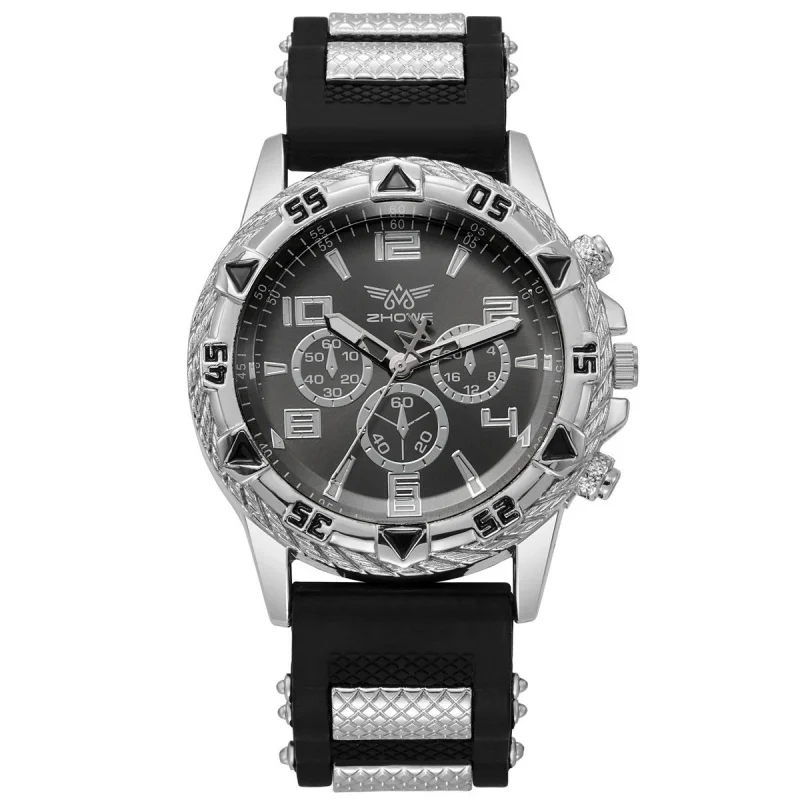 Reloj de negocios de alta gama para hombres, banda de silicona de tres ojos, reloj de cuarzo para hombres, borde, Comercio Exterior, gran oferta