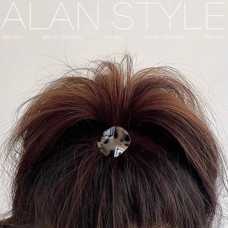 Acetate Hair Elastics French Leopard Print Tortoiseshell Color Korean France Style Curved Square Scrunchies
