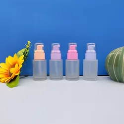 30ml Glass Essence Lotion Bottle Empty DIY Cosmetic Container Liquid Foundation Dispenser with Pressure Pump Head Lid