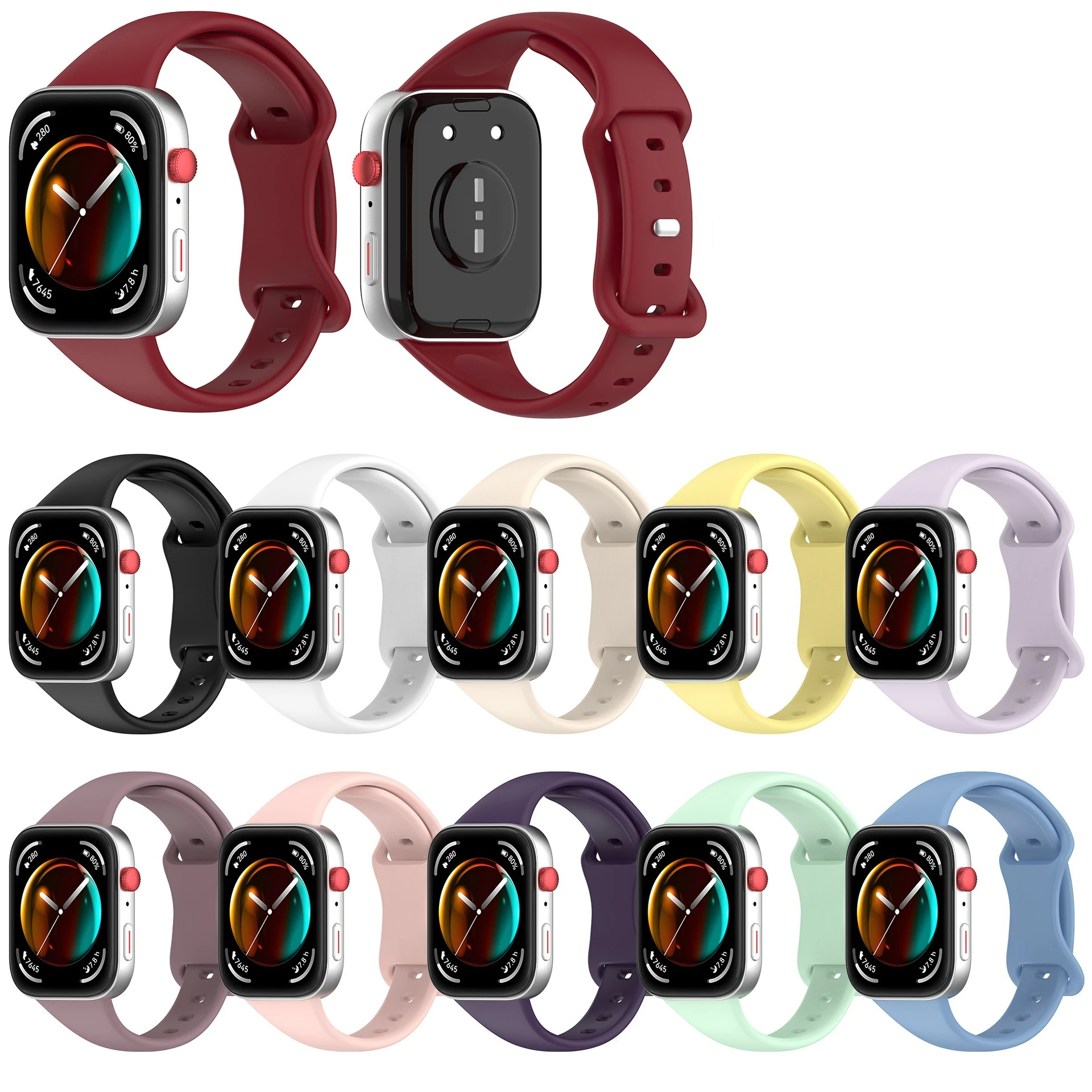 بدلة كلاسيكية رفيعة من السيليكون لساعة Huawei Watch Fit4/Fit3 حزام سيليكون بإبزيم على شكل فراشة كلاسيكية