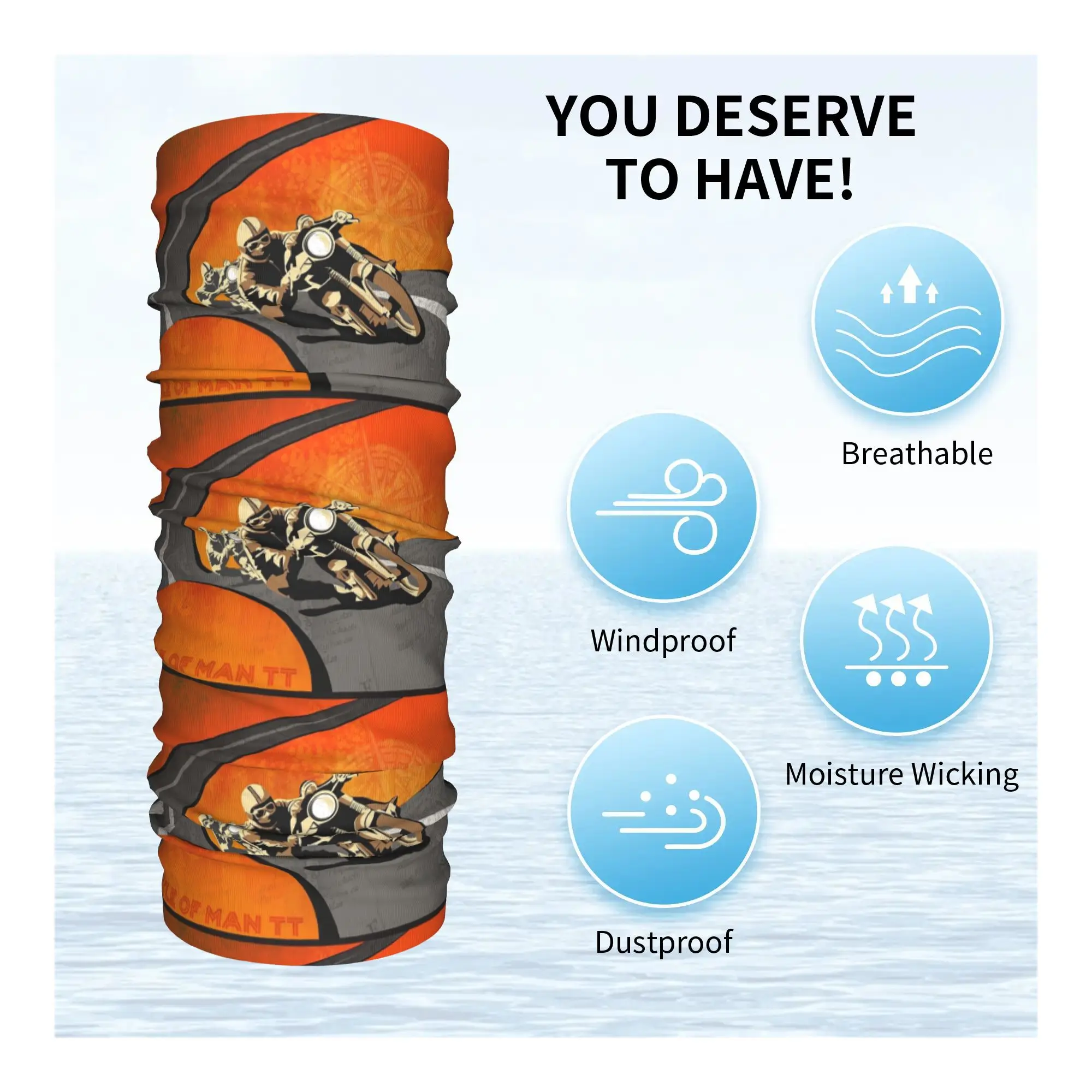 Motorraces Isle Of Man TT Bandana Halsbeenkap Gedrukt Wrap Sjaal Warm Gezichtsmasker Buitensporten Unisex Volwassen Winddicht