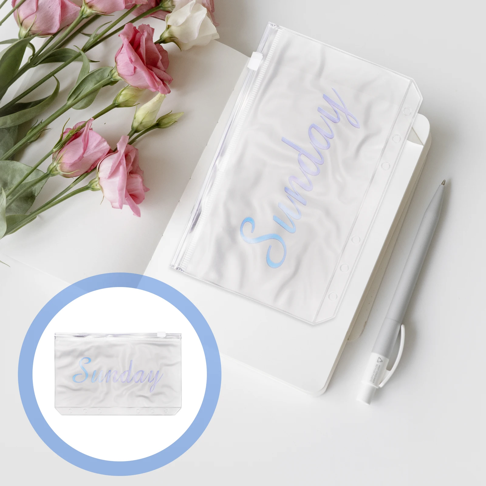 

14pcs A6 Zipper Bag Pvc Transparent Storage Pouch Thick Divider Binder Pocket Refill For Office Cash Documents Travel