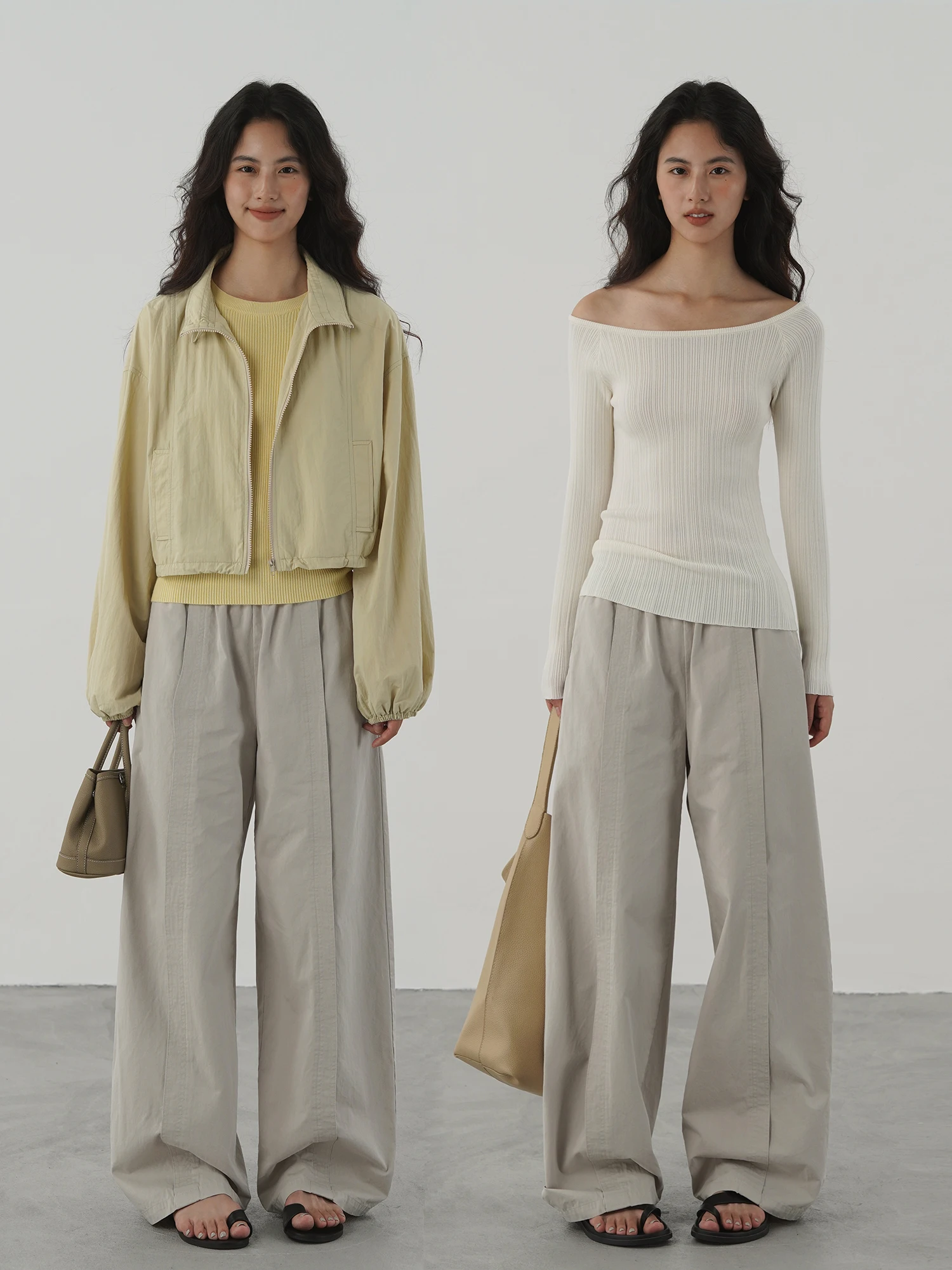 

EIGHTHMONTH Легкие широкие повседневные брюки женские свободные драпированные прямые длинные брюки с высокой талией осенний сезон Faion