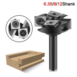 4 Flute Wood Planer Bit 38.1mm 45mm Cutting Diameter 6.35mm 8mm 12mm Shank Insert Carbide Slab Spoilboard Surfacing Router Bit