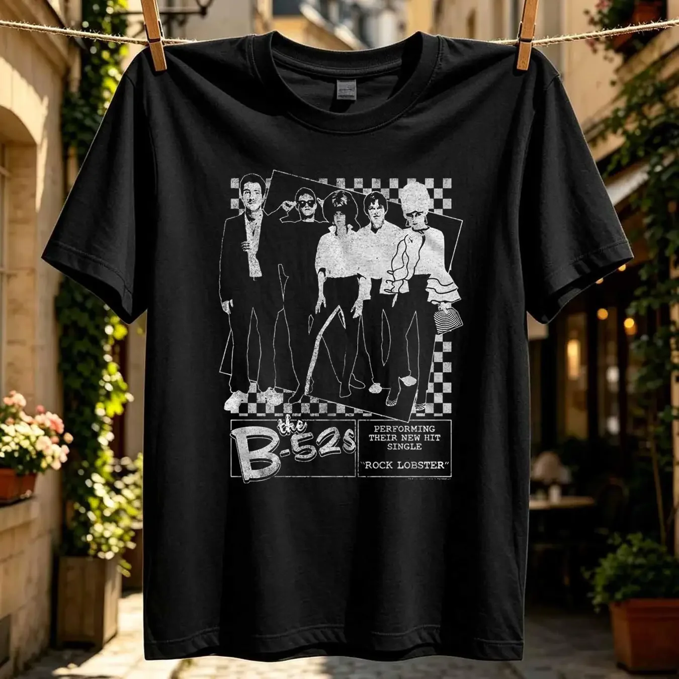 washed T Shirt b52s the rock lobster poster vintage Washed homme Casual Unisex Stylish Breathable Soft Slightly fashion