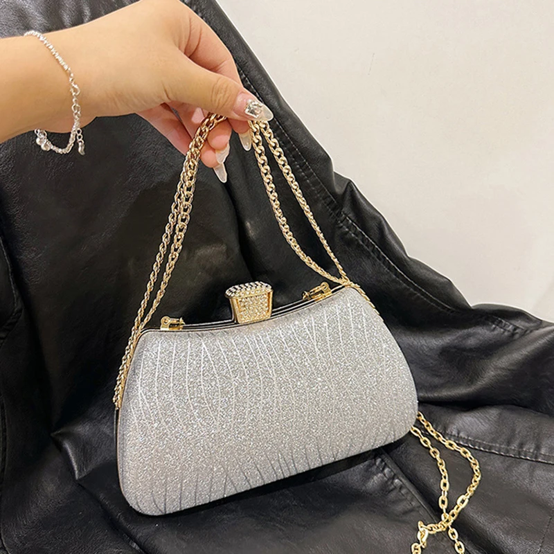 

Women Evening Bag Luxury Sparkling Bling Sequins Diamond Clutch Wedding Party Banquet Glossy Chain Banquet Dress Handbags Pouch