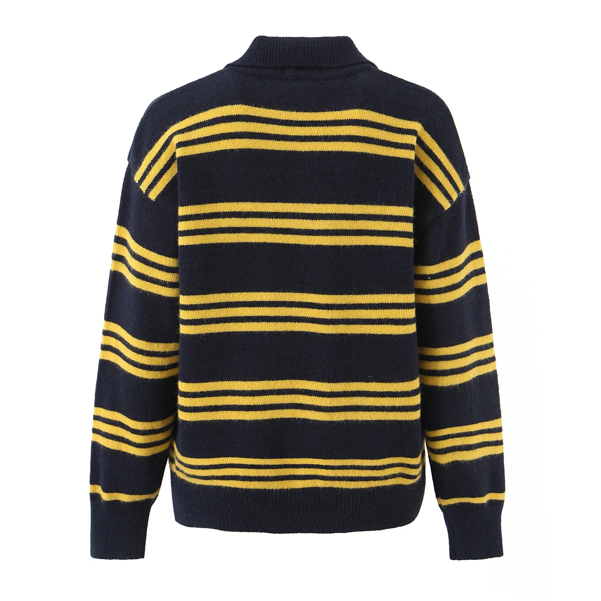 المرأة الرجعية مخطط بدوره إلى أسفل طوق متماسكة سترة صوفية فضفاضة تناسب 2 الألوان