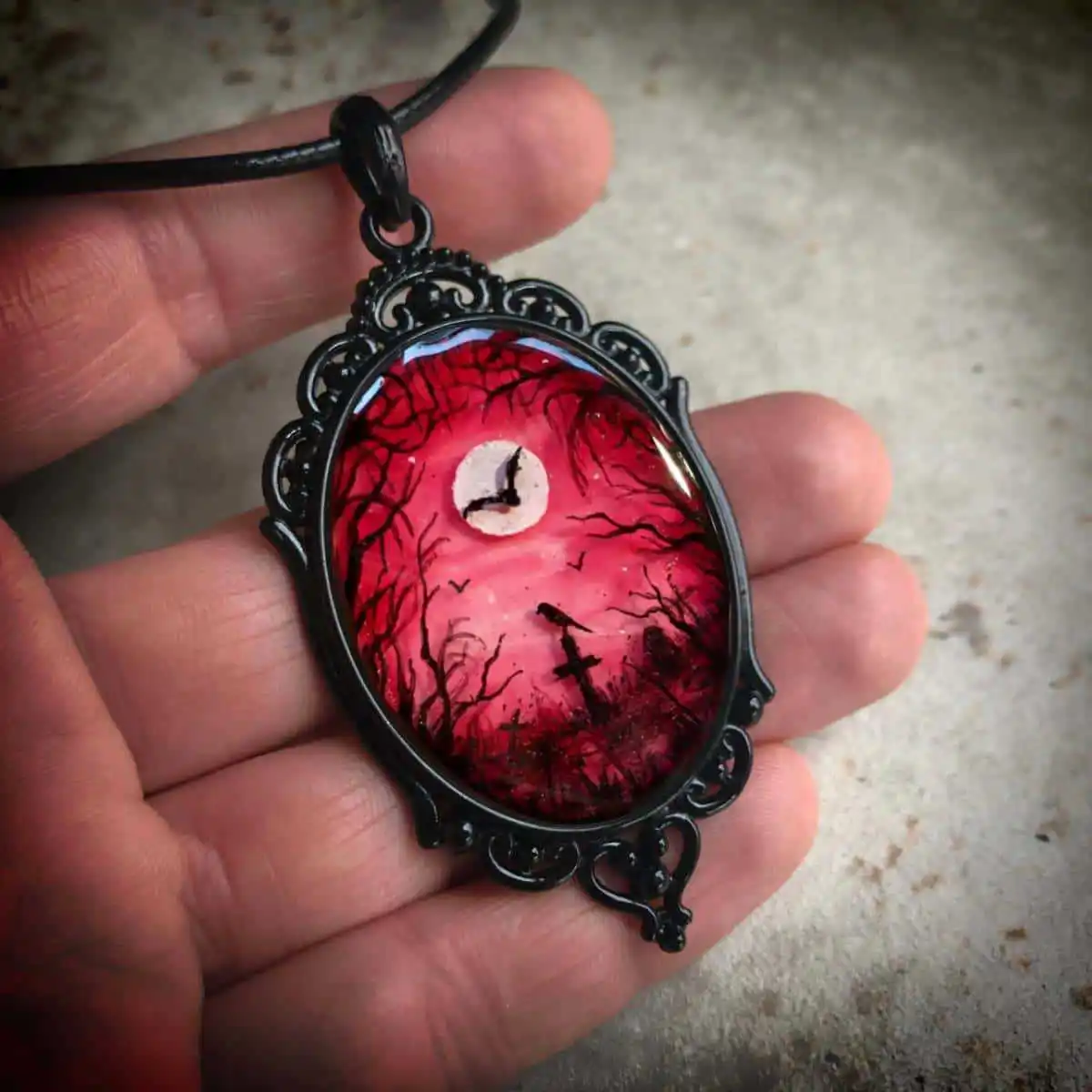 Vampire's Moon Spooky Forest Necklace