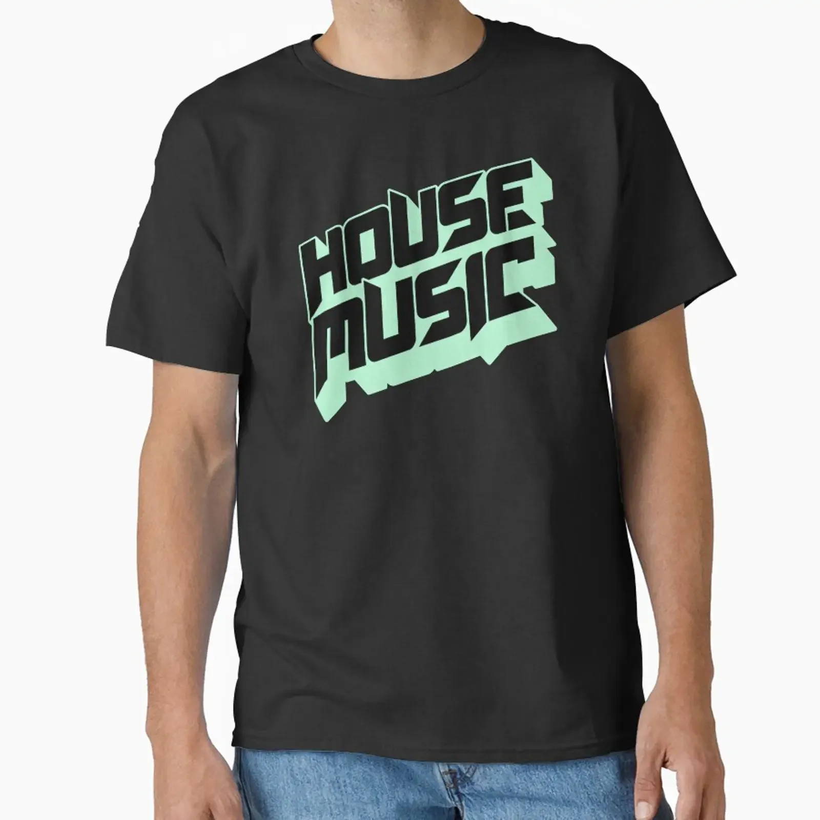 HOUSE MUSIC Angular Drop Shadow mint Classic T Shirt vintage Washed Soft fashion Top For Everyday Wear Stretched Stylish