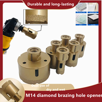 M14 thread diamond dry vacuum brazing drill bit set with tile drill bit granite marble hole saw tool Grit:20/35/40/45/50/68mm