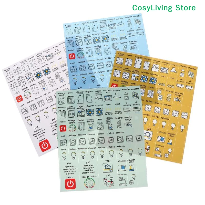 [CL]2/5Sheets Electric Circuit Breaker Panel Label Decorative Sticker Self-adhesive Waterproof English Version Electric Box[CL]