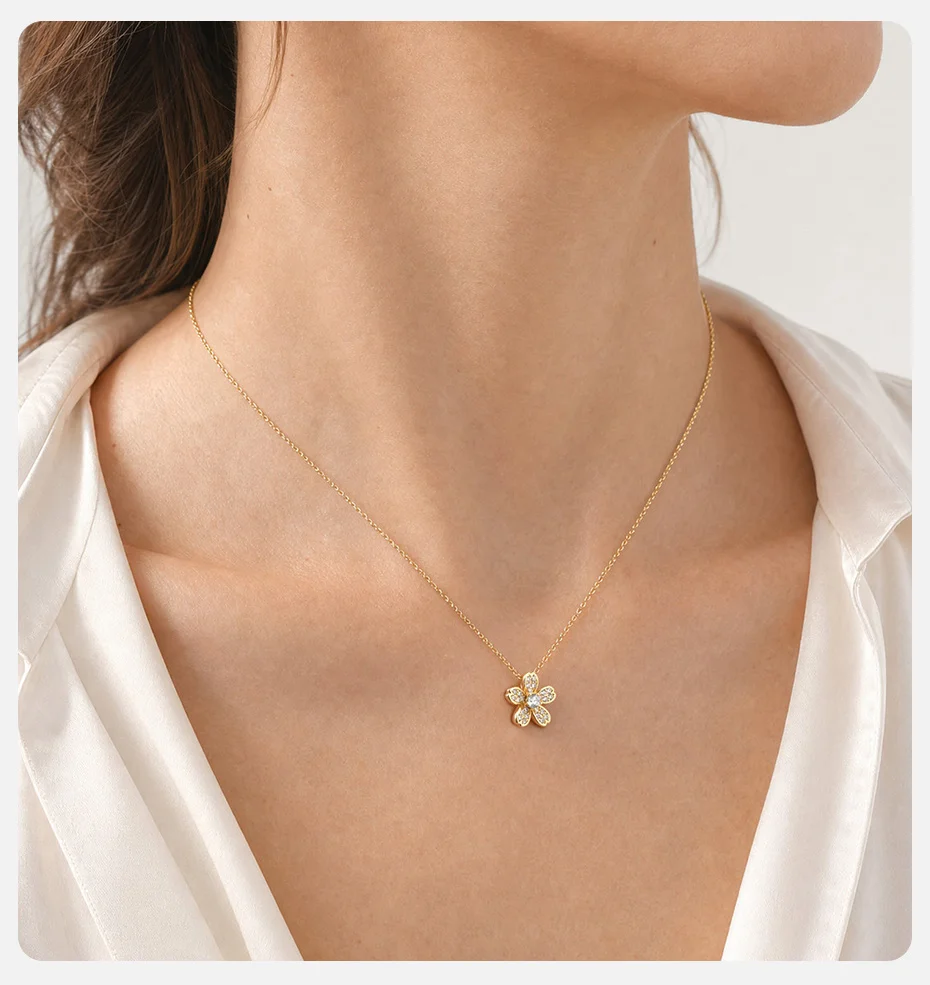Vnox Luxuriöses, elegantes Zirkon-Schmetterlings-Blumen-Ohrring-Halsketten-Set für Frauen, trendiges, süßes Schmuckset mit Schleifenknoten, Braut-Hochzeitsgeschenk – Detail 5