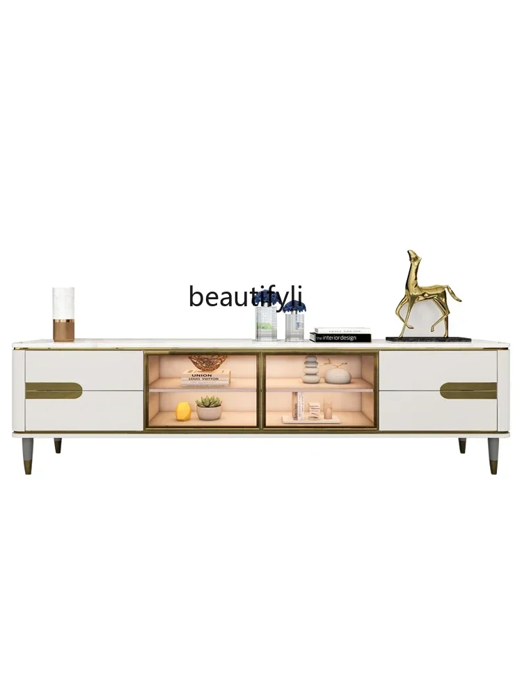 K185 Light Luxury TV Cabinet Simple Modern Living Room Background Wall Film and Television Cabinet Bedroom TV Stand Small Apartm