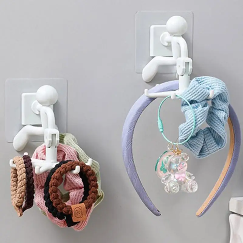 Little People Shaped Rotating Hook Kitchen Storage Rack Non Perforated 360-degree Rotating 6-claw Storage Kitchen Small Objects