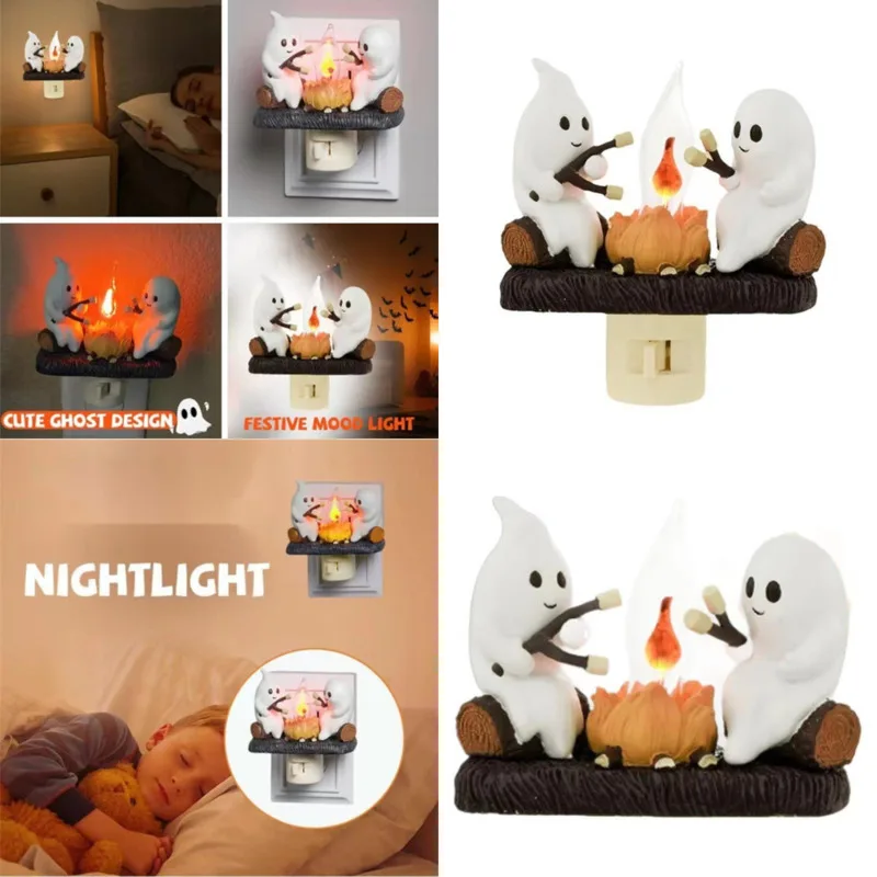 

Halloween Campfire Ghost Night Light 3D Glow Bonfire Twinkling Lamp For Room Interior Decoration Cute Holiday Party Decor Gifts