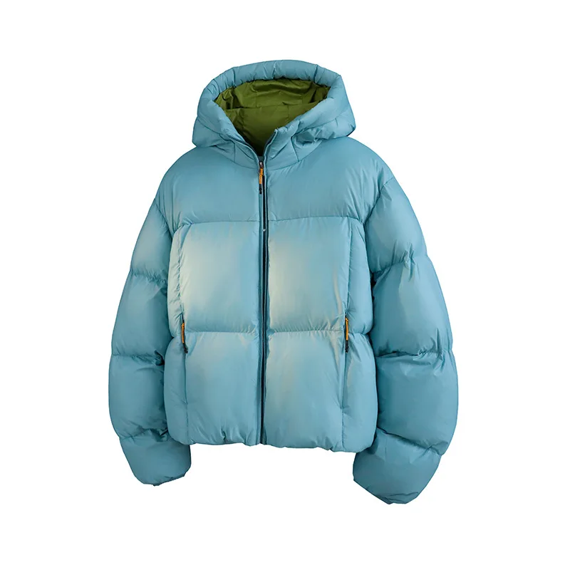 Winter Men Jacket Contrast Color Hooded Male Outerwear Thicken Cold-proof Long Sleeve Loose Comfortable Man Down Coat