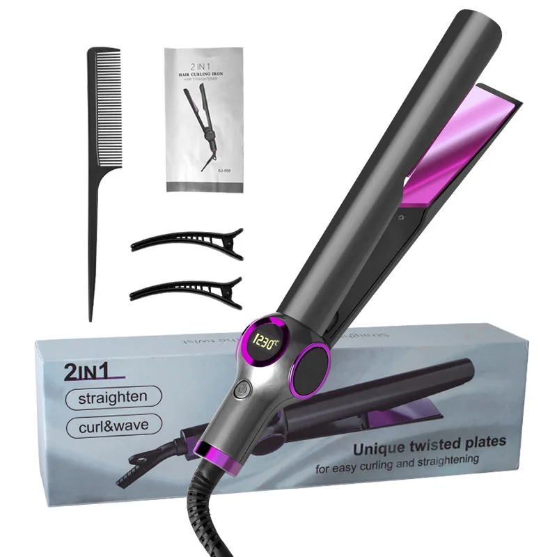 

Digital display automatic hair curling iron Professional hair straightener curling hair tools dual-use curling iron