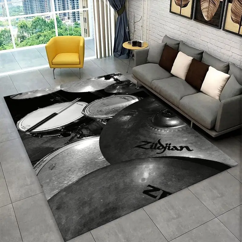 Retro Drum Set Music Instruments Drum Kit Large Area Rug Non-slip Durable Carpet for Bedroom Living Room Sofa Doormat Home Decor - view 2