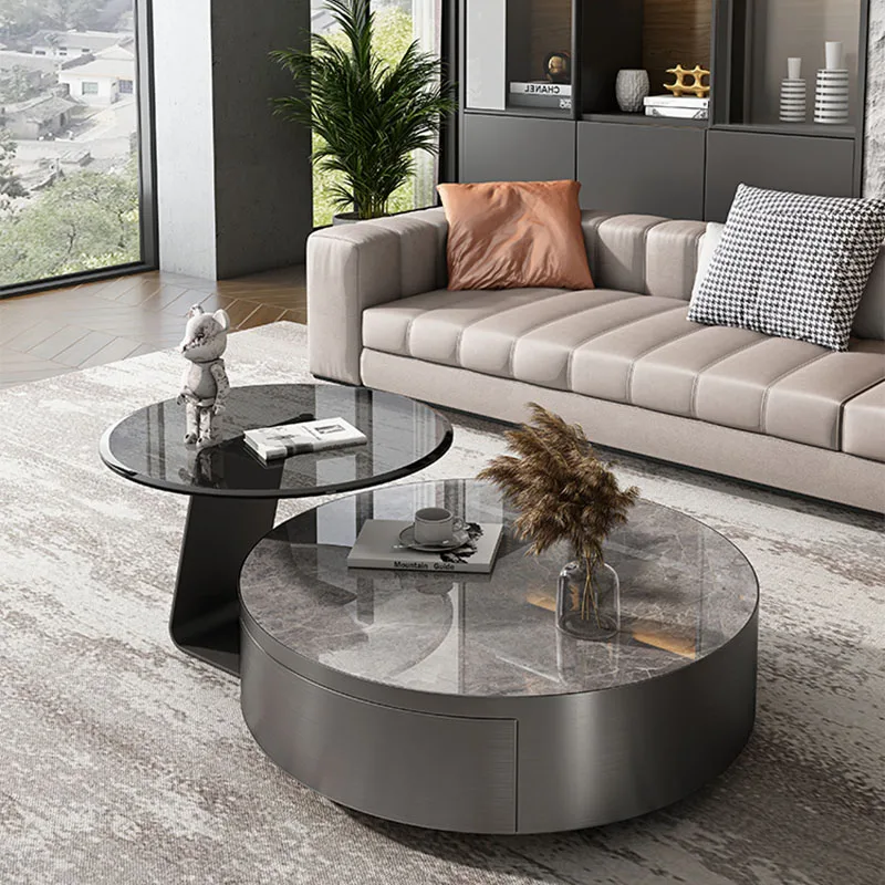 Stainless Steel Coffee Table Modern Nordic Small Unique Aesthetics Round Center Tables Living Room Armoires De Salon Room Decor