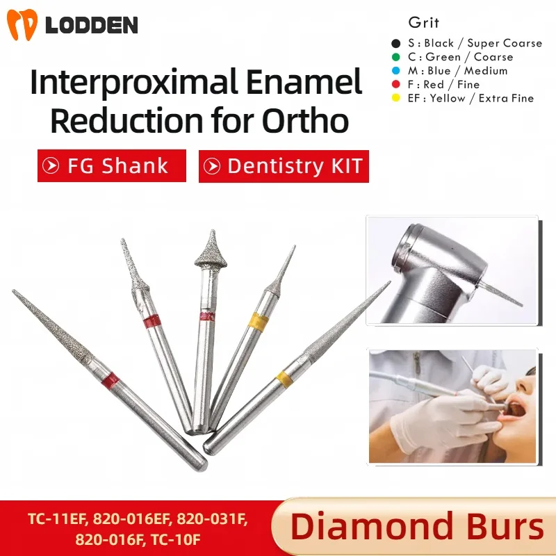 5pcs/set Dental Diamond Burs KIT 1806 Enamel Reduction for Ortho Needle Type Dental Tools for Grinding & Polishing Drills KIT