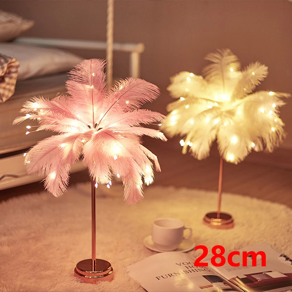 

Feather Atmosphere Lamp Rechargeable Romantic Remote Control Lamp Versatile Warm White for Party Wedding Christmas Decor